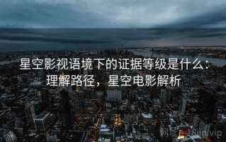 星空影视语境下的证据等级是什么：理解路径，星空电影解析