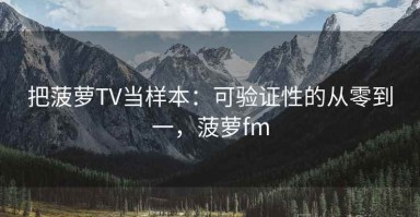 把菠萝TV当样本：可验证性的从零到一，菠萝fm