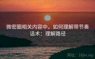 微密圈相关内容中，如何理解带节奏话术：理解路径