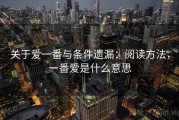 关于爱一番与条件遗漏：阅读方法，一番爱是什么意思